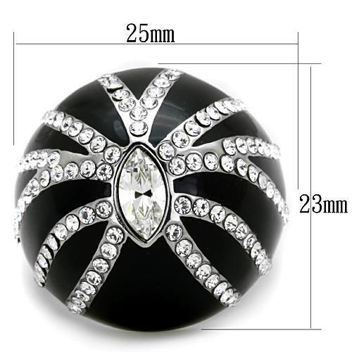 TK1679 - High polished (no plating) Stainless Steel Ring with Top Grade Crystal in Clear-1