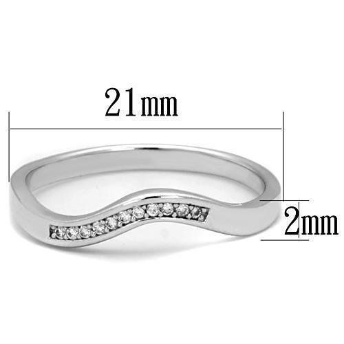 TK1682 - High polished (no plating) Stainless Steel Ring with AAA Grade CZ in Clear-1