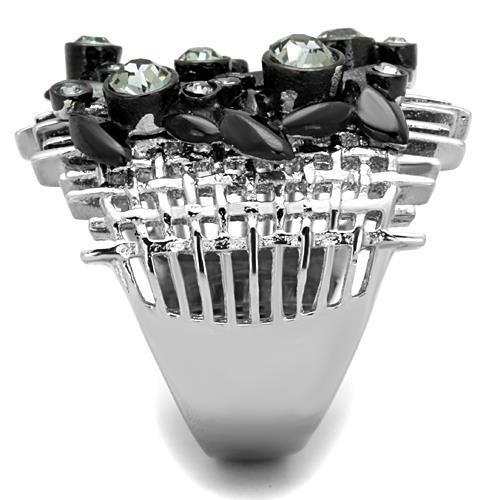 TK1687 - Two-Tone IP Black Stainless Steel Ring with Top Grade Crystal in Black Diamond-3