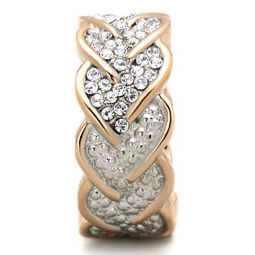 TK1691 - Two-Tone IP Rose Gold Stainless Steel Ring with Top Grade Crystal in Clear-3