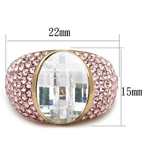 TK1692 - IP Rose Gold(Ion Plating) Stainless Steel Ring with AAA Grade CZ in Clear-1