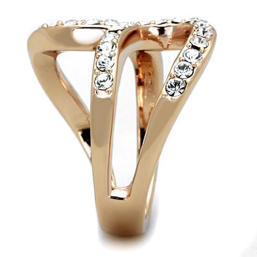 TK1695 - IP Rose Gold(Ion Plating) Stainless Steel Ring with Top Grade Crystal in Clear-3