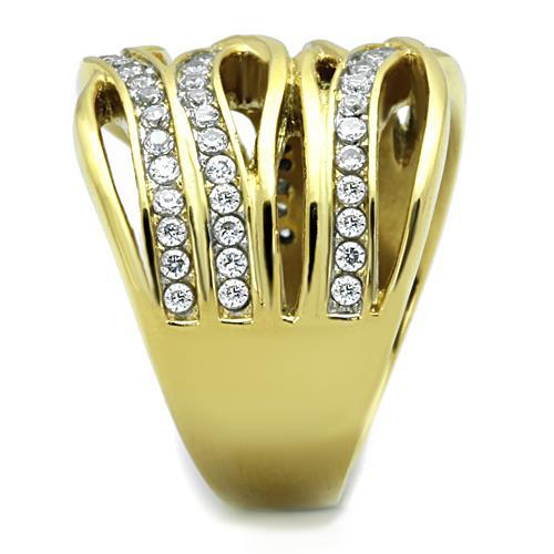 TK1699 - Two-Tone IP Gold (Ion Plating) Stainless Steel Ring with AAA Grade CZ in Clear-3
