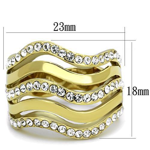 TK1700 - IP Gold(Ion Plating) Stainless Steel Ring with Top Grade Crystal in Clear-1