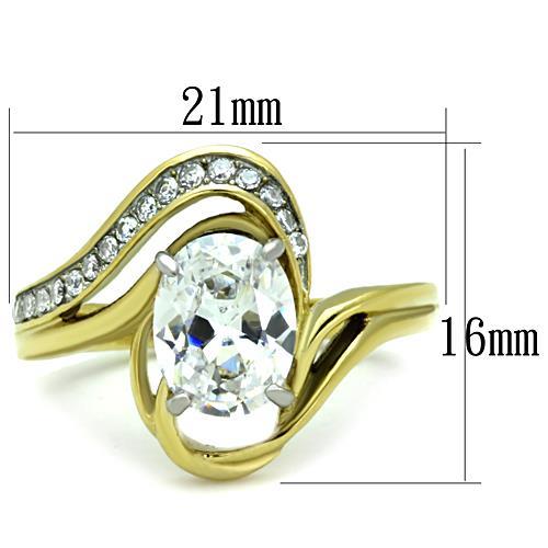 TK1703 - Two-Tone IP Gold (Ion Plating) Stainless Steel Ring with AAA Grade CZ in Clear-1