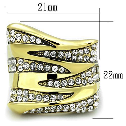 TK1709 - IP Gold(Ion Plating) Stainless Steel Ring with Top Grade Crystal in Clear-1