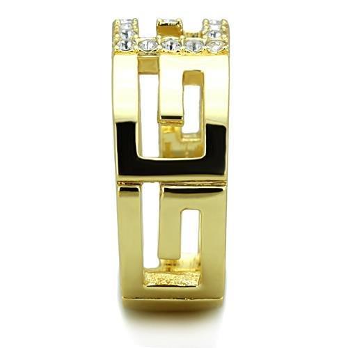 TK1712 - IP Gold(Ion Plating) Stainless Steel Ring with Top Grade Crystal in Clear-3
