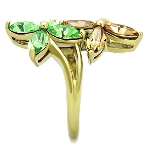 TK1715 - IP Gold(Ion Plating) Stainless Steel Ring with Top Grade Crystal in Multi Color-3