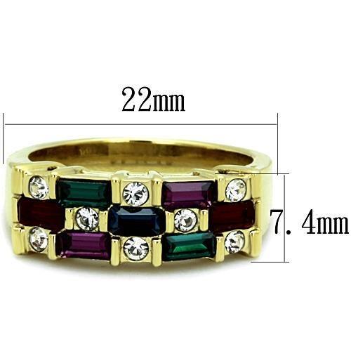 TK1719 - IP Gold(Ion Plating) Stainless Steel Ring with Top Grade Crystal in Multi Color-1