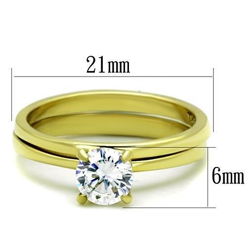 TK1721 - IP Gold(Ion Plating) Stainless Steel Ring with AAA Grade CZ in Clear-1