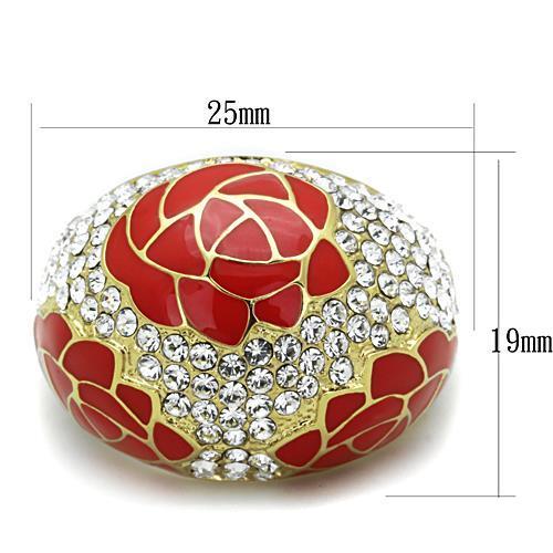 TK1728 - IP Gold(Ion Plating) Stainless Steel Ring with Top Grade Crystal in Clear-1