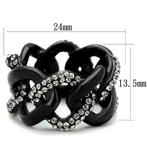 TK1731 - IP Black(Ion Plating) Stainless Steel Ring with Top Grade Crystal in Black Diamond-1