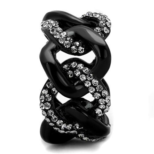 TK1731 - IP Black(Ion Plating) Stainless Steel Ring with Top Grade Crystal in Black Diamond-3