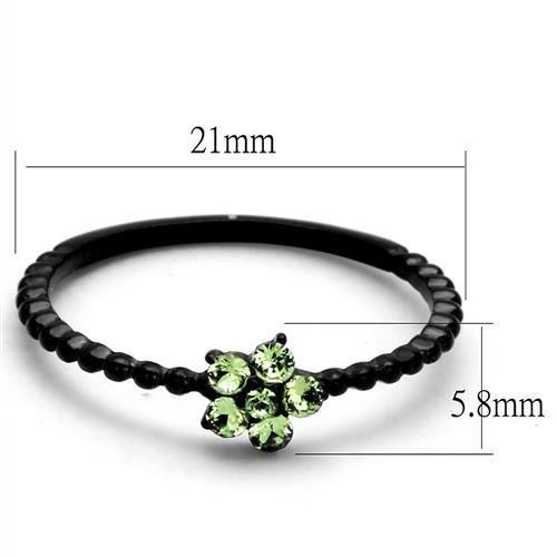 TK1739 - IP Black(Ion Plating) Stainless Steel Ring with Top Grade Crystal in Peridot-1