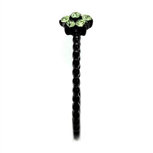 TK1739 - IP Black(Ion Plating) Stainless Steel Ring with Top Grade Crystal in Peridot-3