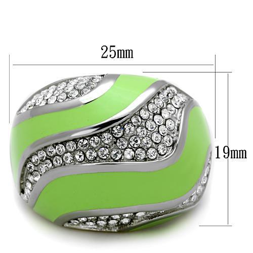 TK1741 - High polished (no plating) Stainless Steel Ring with Top Grade Crystal in Clear-1