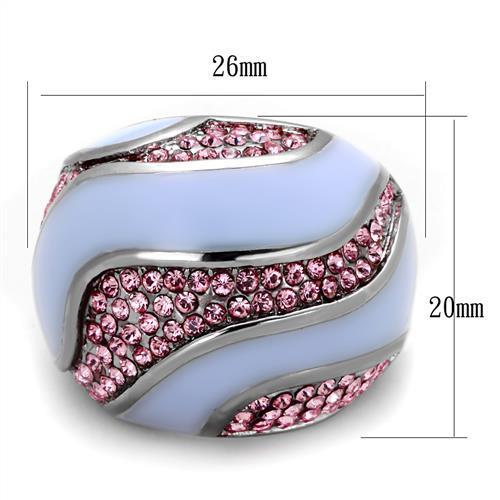 TK1744 - High polished (no plating) Stainless Steel Ring with Top Grade Crystal in Light Rose-1