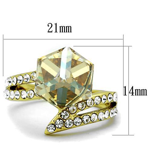 TK1745 - IP Gold(Ion Plating) Stainless Steel Ring with Top Grade Crystal in Champagne-1