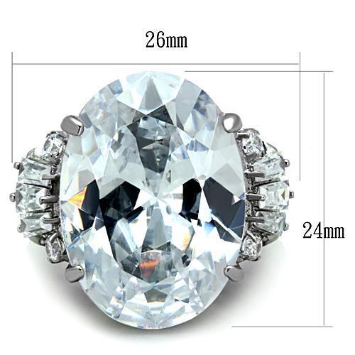 TK1747 - High polished (no plating) Stainless Steel Ring with AAA Grade CZ in Clear-1