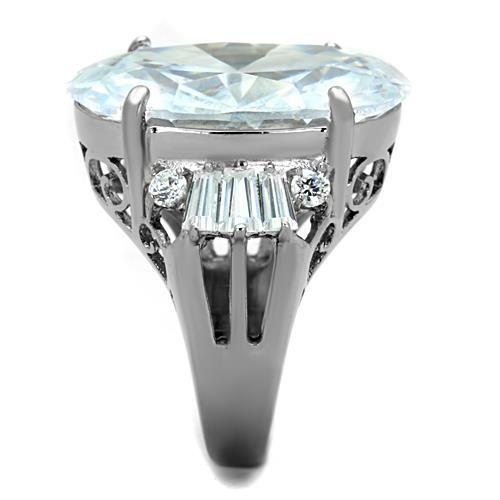 TK1747 - High polished (no plating) Stainless Steel Ring with AAA Grade CZ in Clear-3