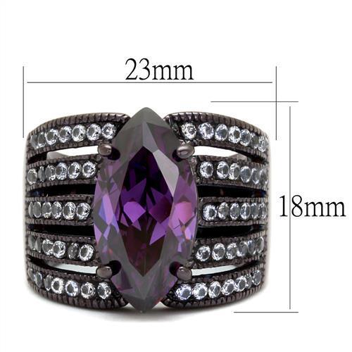 TK1752DC - IP Dark Brown (IP coffee) Stainless Steel Ring with AAA Grade CZ in Amethyst-1