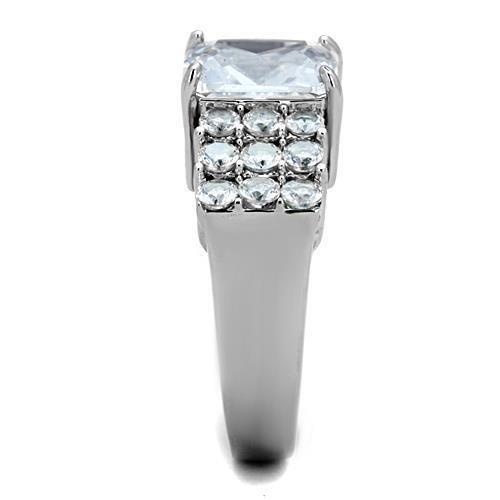 TK1753 - High polished (no plating) Stainless Steel Ring with AAA Grade CZ in Clear-3