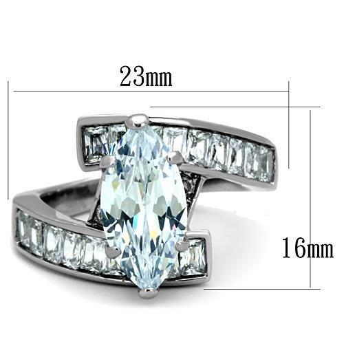 TK1754 - High polished (no plating) Stainless Steel Ring with AAA Grade CZ in Clear-1