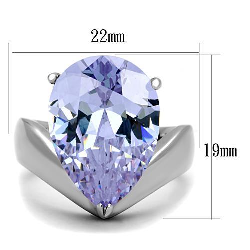 TK1755 - High polished (no plating) Stainless Steel Ring with AAA Grade CZ in Light Amethyst-1