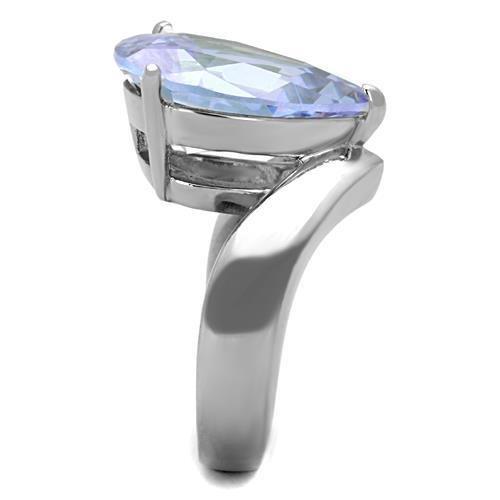 TK1755 - High polished (no plating) Stainless Steel Ring with AAA Grade CZ in Light Amethyst-3