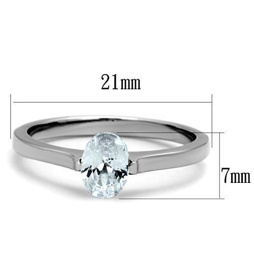 TK1762 - High polished (no plating) Stainless Steel Ring with AAA Grade CZ in Clear-1