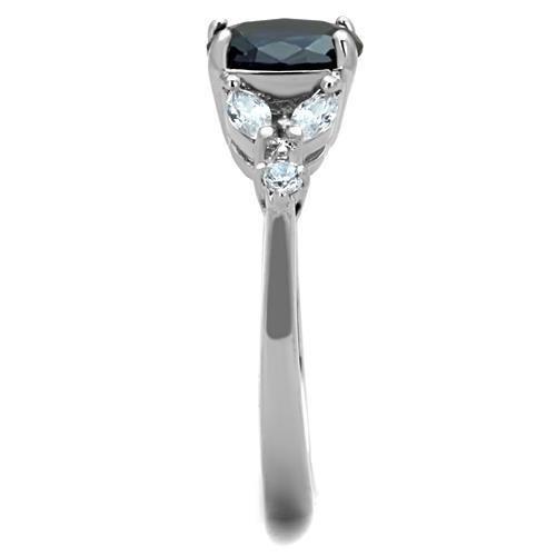 TK1764 - High polished (no plating) Stainless Steel Ring with Synthetic Synthetic Glass in Montana-3