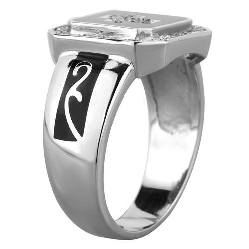 TK1766 - High polished (no plating) Stainless Steel Ring with AAA Grade CZ in Clear-3