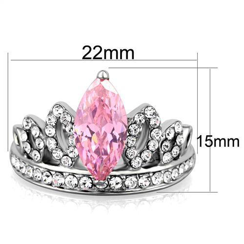 TK1771 - High polished (no plating) Stainless Steel Ring with AAA Grade CZ in Rose-1