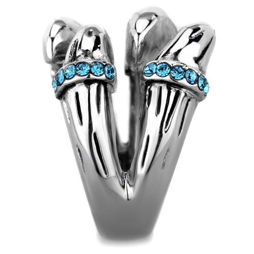 TK1779 - High polished (no plating) Stainless Steel Ring with Top Grade Crystal in Sapphire-3