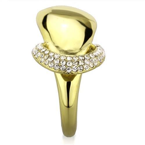 TK1782 - IP Gold(Ion Plating) Stainless Steel Ring with Top Grade Crystal in Clear-3