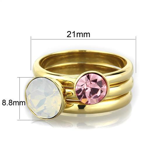 TK1785 - IP Gold(Ion Plating) Stainless Steel Ring with Top Grade Crystal in White-1