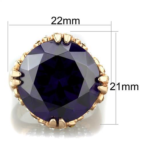 TK1786 - IP Rose Gold(Ion Plating) Stainless Steel Ring with AAA Grade CZ in Amethyst-1