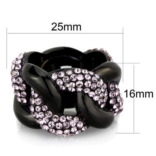 TK1787 - IP Black(Ion Plating) Stainless Steel Ring with Top Grade Crystal in Light Amethyst-1
