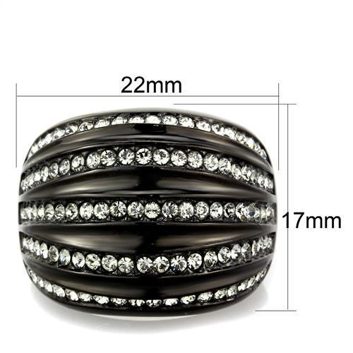 TK1789 - IP Black(Ion Plating) Stainless Steel Ring with Top Grade Crystal in Black Diamond-1