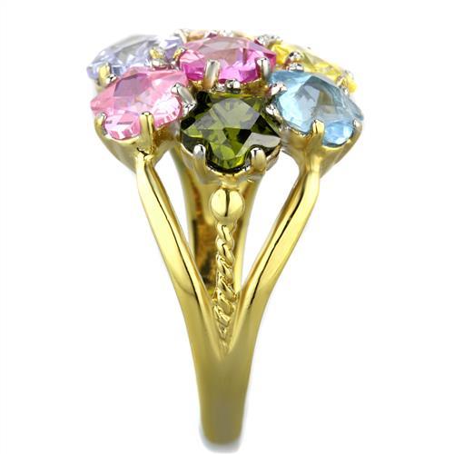 TK1791 - Two-Tone IP Gold (Ion Plating) Stainless Steel Ring with Assorted in Multi Color-3
