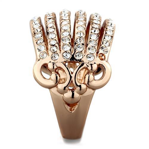 TK1797 - IP Rose Gold(Ion Plating) Stainless Steel Ring with Top Grade Crystal in Clear-3