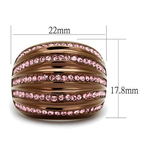 TK1789LC - IP Coffee light Stainless Steel Ring with Top Grade Crystal in Light Rose-1