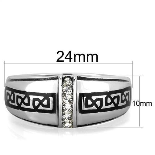 TK1801 - High polished (no plating) Stainless Steel Ring with Top Grade Crystal in Clear-1