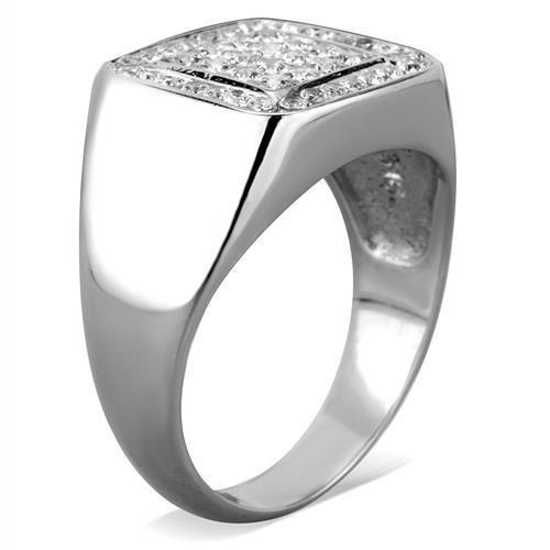 TK1802 - High polished (no plating) Stainless Steel Ring with AAA Grade CZ in Clear-3