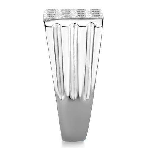 TK1803 - High polished (no plating) Stainless Steel Ring with AAA Grade CZ in Clear-3