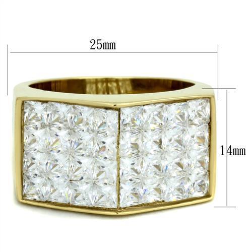 TK1808 - IP Gold(Ion Plating) Stainless Steel Ring with AAA Grade CZ in Clear-1