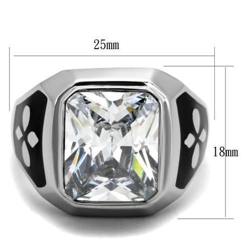 TK1813 - High polished (no plating) Stainless Steel Ring with AAA Grade CZ in Clear-1