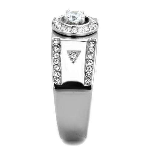 TK1819 - High polished (no plating) Stainless Steel Ring with AAA Grade CZ in Clear-3
