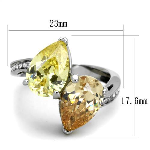 TK1820 - High polished (no plating) Stainless Steel Ring with AAA Grade CZ in Multi Color-1