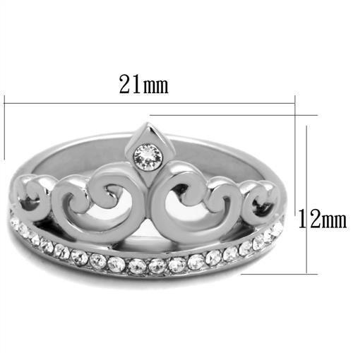 TK1821 - High polished (no plating) Stainless Steel Ring with Top Grade Crystal in Clear-1